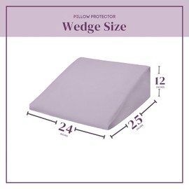 CirclesHome Wedge Pillow Cover 100% Cotton, Zippered Wedge Pillow Case Protector, Soft, Hypoallergenic & Breathable -Lavender, (24Wx25Lx12)