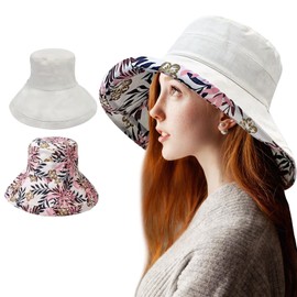 JSTHHTT Bucket Hat, Reversible Hats, Packable Outdoor Fisherman Hat, Foldable Beach Sun Fisherman Hats, Womens Sun Hats for Travel, for Golf Hiking Outdoor Off-White