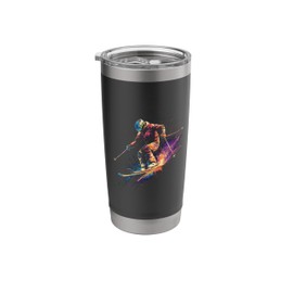 Freestyle Skier Watercolor Vector Stainless Steel Insulated Tumbler