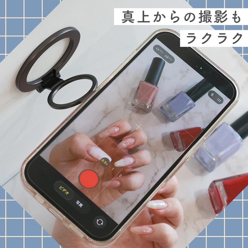 MOTTERU MOT-SRING12-SV Smartphone Ring Stand, Double-Sided Magnet, Super Strong, Large,