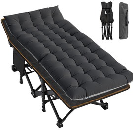 LILYPELLE Oversized XXL Folding Camping Cot, 78" L x 32" W x 18" H Heavy Duty Sleeping Cots with Carry Bag, Double Layer Oxford Portable Travel Camp Cots for Home, Office Nap and Outdoor Beach