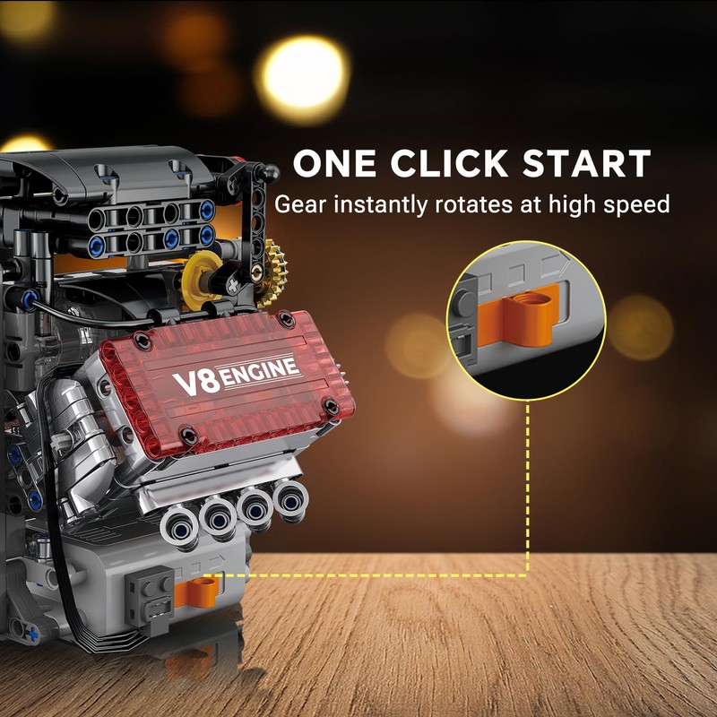 V8 Engine Model Kit That Works Micro Building Blocks Set