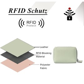 Yemlarey Women's Small Wallet, Genuine Leather Wallet, Foldable, Small Wallet, Women Mini Credit Card Holder, RFID Protection, Card Slots, Coin Compartment, Light green, Classic