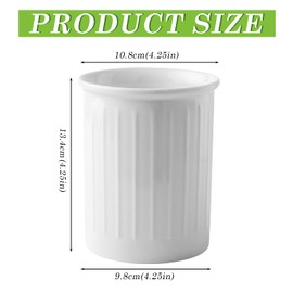 LEKEFETO Ceramic Kitchen Utensil Holder, Utensil Holder, Kitchen Utensil Storage, Utensil Container, Kitchen Utensils, Cooking Spoon Holder, for Kitchen Counter - White