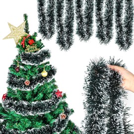 HOWAF 6 x 2 m Christmas Garland, Green Fir Garland, Christmas Decoration, Tinsel, Christmas Tree Garland, Hanging Decoration for Wall, Door, Window, Fireplace, Stair Railing