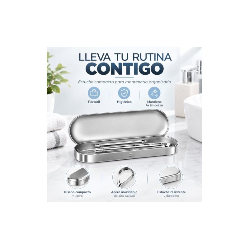 Set de 4 Raspadores de Lengua de Acero Inoxidable con