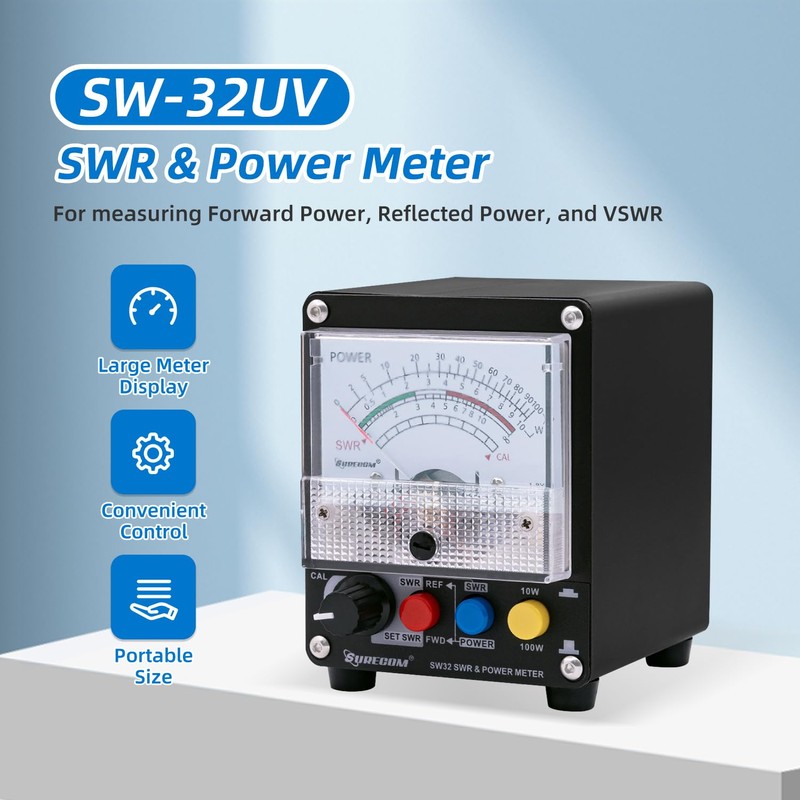 Mcbazel Surecom SW-32UV 125-525MHz 100Watt SWR & Power Meter Black
