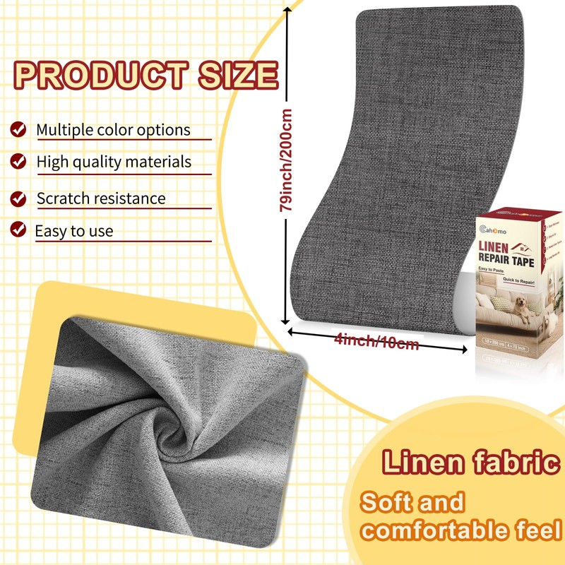 Cahomo Linen Repair Tape 4x79 inch, Self Adhesive Fabric Patches,