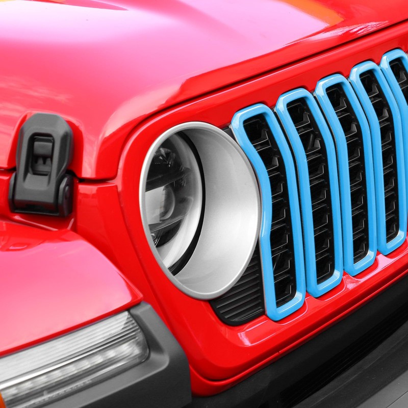 Front Grille Inserts Grill Decoration Exterior Accessories Compatible with Jeep