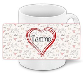 Liebestasse mit Namen Tammo und schönem Love-Motiv mit Herzen - Keramiktasse Freundschafts-Tasse