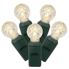 Vickerman Set of 100 Warm White LED G12 Berry Christmas Lights 4" Spacing - Green Wire