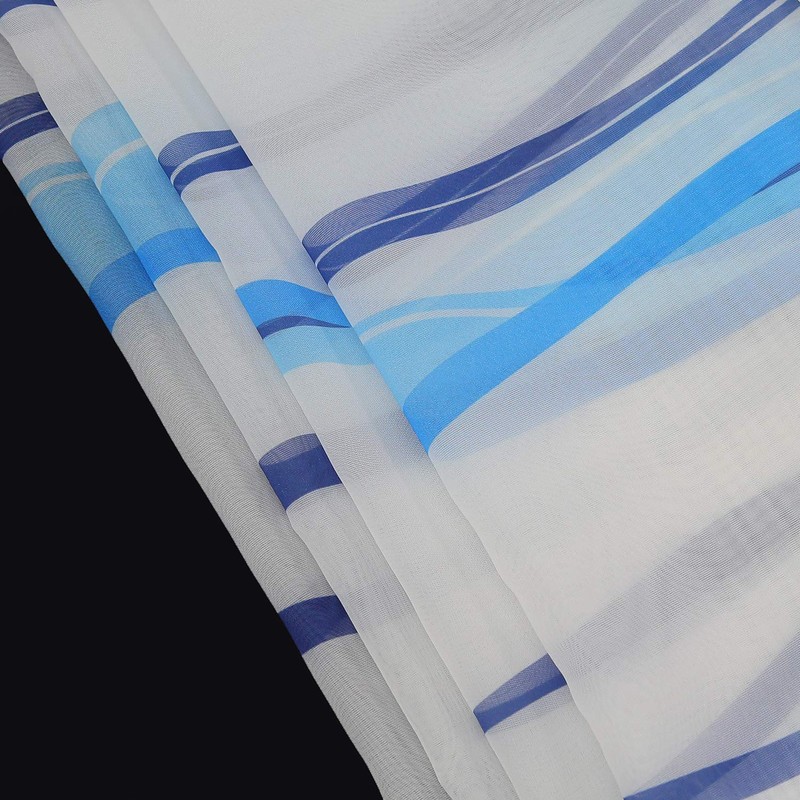 ESLIR Curtains with Tabs Transparent Tab-Top Curtain Waves Pattern Voile