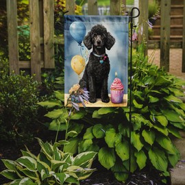 Caroline's Treasures Black Standard Poodle Happy Birthday Garden Flag Mailbox Flag Decorative Yard Flag Banner Outside Patio Artwork Yard Flower Beds, Garden Size, Multicolor