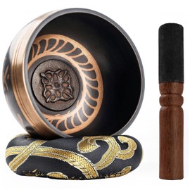 DomeStar Tibetan Singing Bowl Set, Authentic Handmade Meditation Bowl Stress Relief Yoga Set with Striker & Cushion for Sound Therapy, Chakra Healing, Spiritual Gatherings