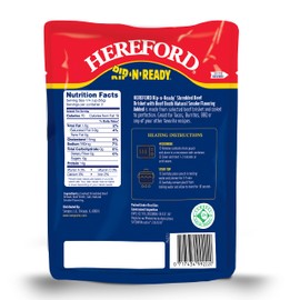 Hereford Shredded Beef Brisket with Beef Broth and Natural Smoke Flavor | Shelf Stable | Fully Cooked | Halal | Ready-to-Eat| 14g of Protein per Serving | 6oz per Pouch (Case of 12)