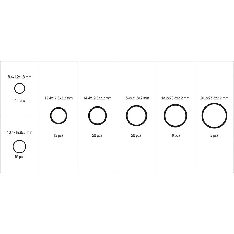 YATO Professional Copper O Ring Set, 95 Pieces in Assortment