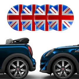 x xotic tech 4X Union Jack UK Flag Style Wheel Center Cap Covers Compatible with Mini Coopers R50 R51 R52 R53 R55 R56 R57 R58 R59 R60 R61 F55 F56, etc (Red/Blue)