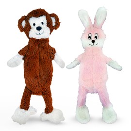 FGA MARKETPLACE Monkey- Pink Rabbit Flat NO Stuffing NO Squeak Plush Dog Toy, Funny Style Will Entertain Your Dog for Hours, Recommended for Small and Medium Dog 21 INCH Long