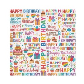 ALAZA Kitchen Cloth Napkins Set of 6, Colorful Happy Birthday Quote Soft Durable Polyester Dinner Table Napkins for Home Holiday Party Wedding 20 x 20 Inch