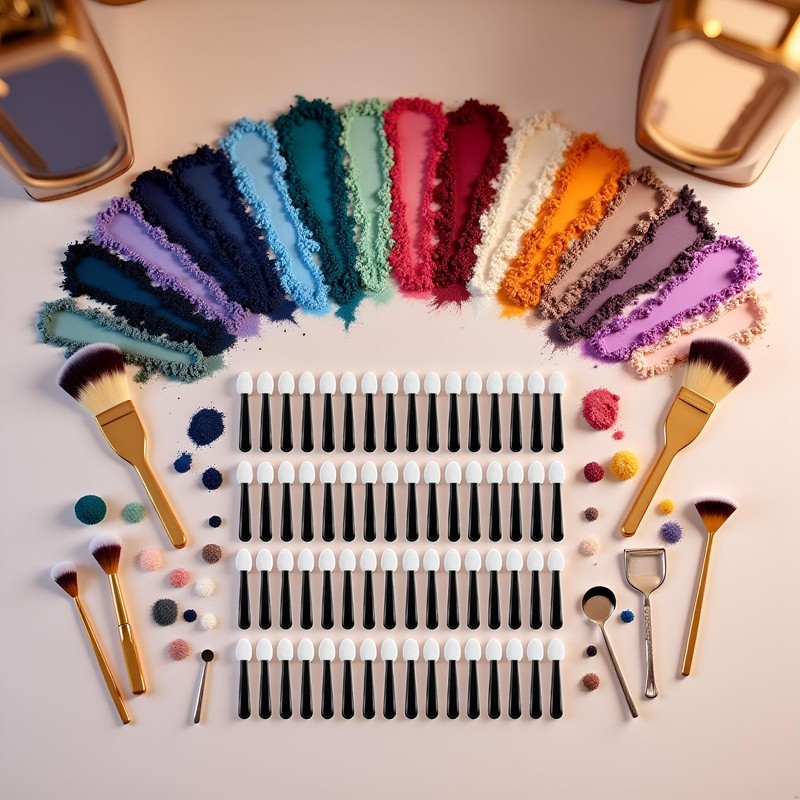 100Pcs Black White Small Eyeshadow Applicators Eye Shadow Sponge Applicator