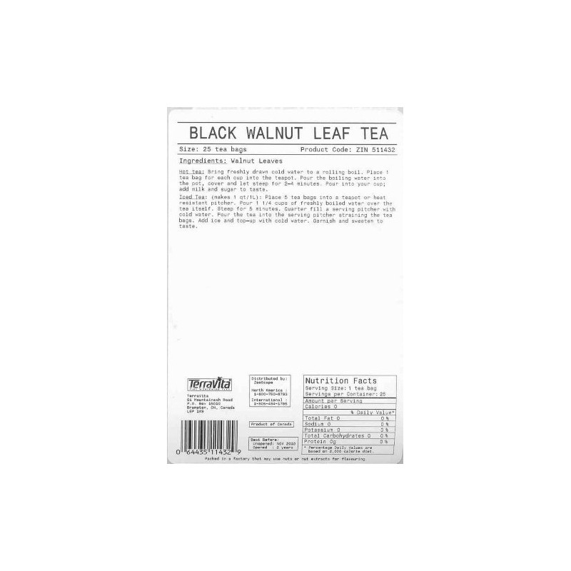 Black Walnut Leaf Tea (25 tea bags, ZIN: 511432)