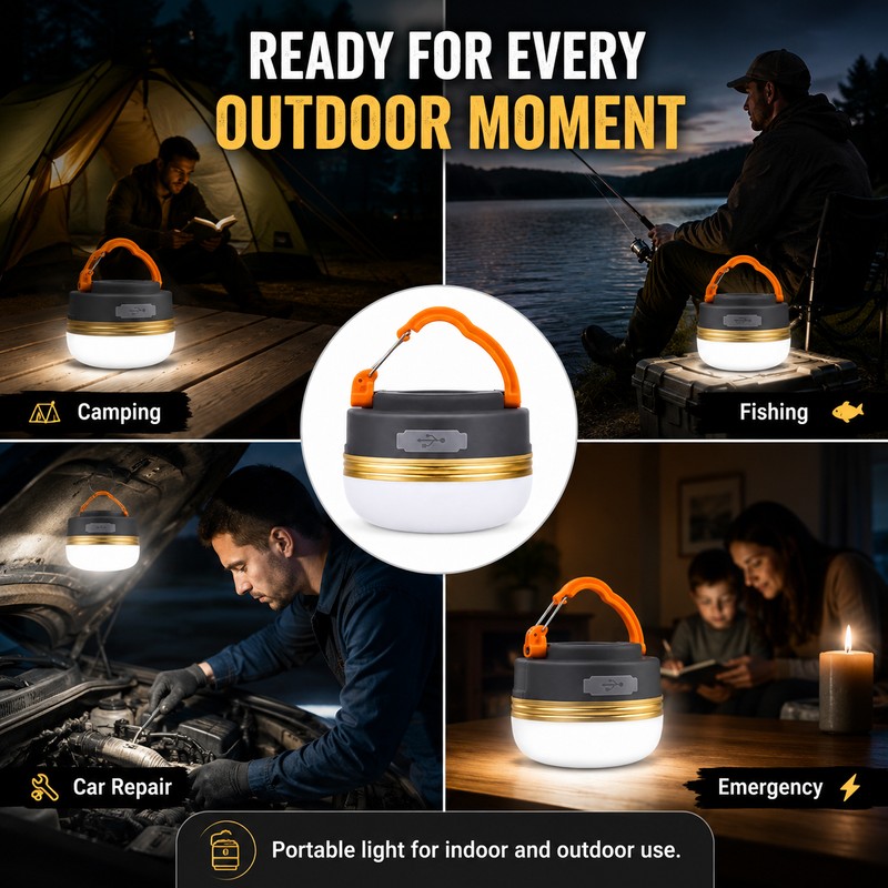Rechargeable Camping Lantern for Outdoor Use – 4-Mode LED Tent