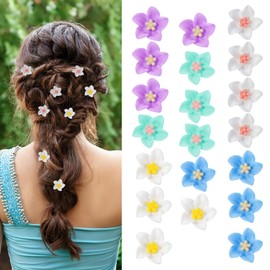 Nogeqi 20 Pcs Small Flower Hair Clips, Colorful Mini Flower Hair Pins, Cute Floral Barrettes, Bridal Accessories for Girl Women Wedding