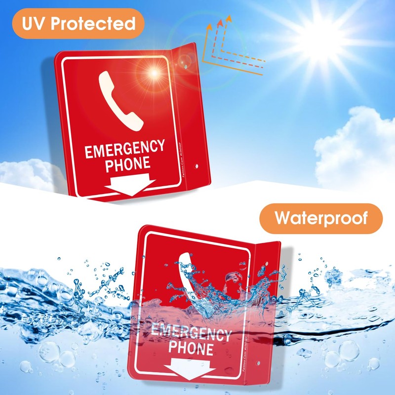 Faittoo Emergency Phone Sign, 2 Pack Emergency Phone with Down