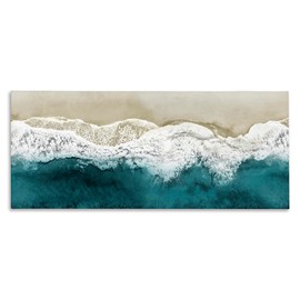 Stupell Industries Foamy Beach Coast Deep Blue Ocean Water Canvas Wall Art, 30x13