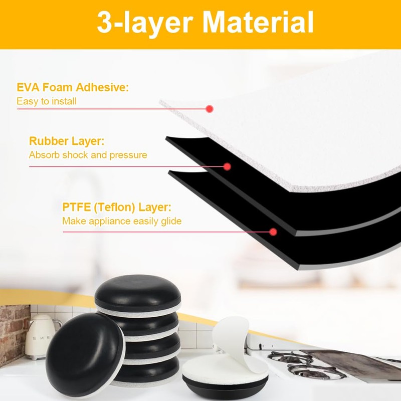 Kitchen Appliance Sliders, 16pcs Self Adhesive Small Appliance Sliders Easy