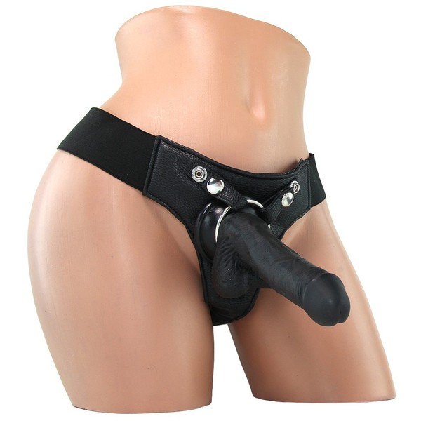 Shots - Ouch! Realistic - 7 Inch - Strap-On - Black, Black