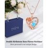 925 Sterling Silver Double Birthstone Rose Flower Heart Jewelry Necklaces
