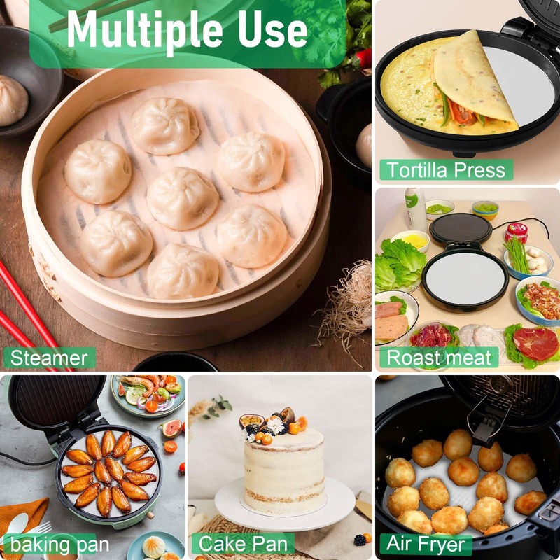 Baking Paper Round Non-Stick Baking Paper for Pans, Grill, Steam,