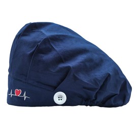 BEARAE Working Caps, Nurse Nursing Scrub Cap with Button, Surgical Medical Caps, Elastic Cleaning Bouffant Hat for Women Men