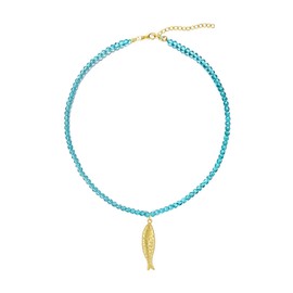 Gold Fish Necklace for Women Trendy Beaded Sardine Fish Pendant Necklace Summer Ocean Beach Jewelry Gift