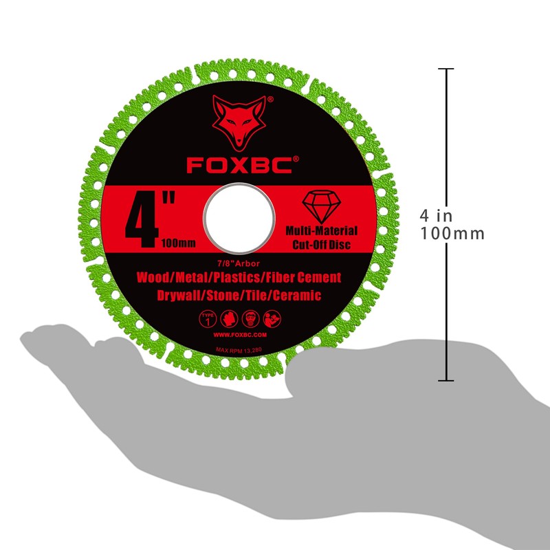 FOXBC 4 Inch Indestructible Multi-Material Cut Off Disc for Angle