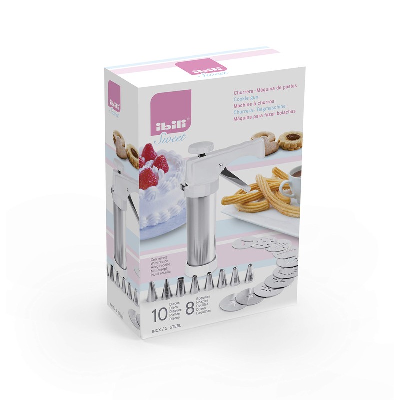 ibili 769500 Cookie Gun Set, White/Silver,12 x 25 x 12
