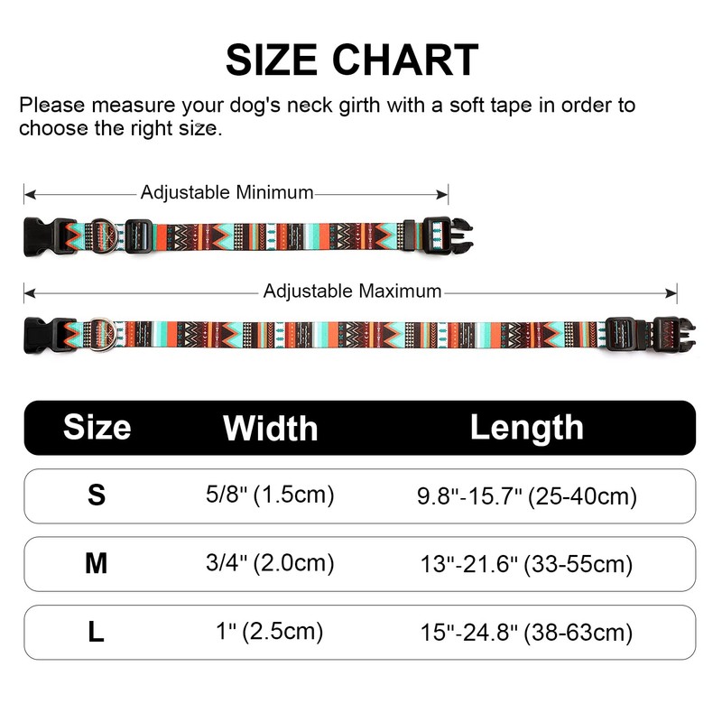 Mercano Adjustable Dog Collar - Special Design Patterns, Soft Nylon