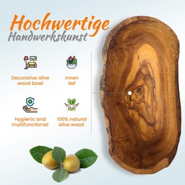 MOHA 24 High-Quality Rustic Olive Wood Snack Bowls, Decorative Bowl, Natural Wooden Bowl, Key Rack, Jewellery Bowl, Olive Wood Bowl, Dip Bowl, Handmade, Various Sizes, Approx. 16-17 cm
