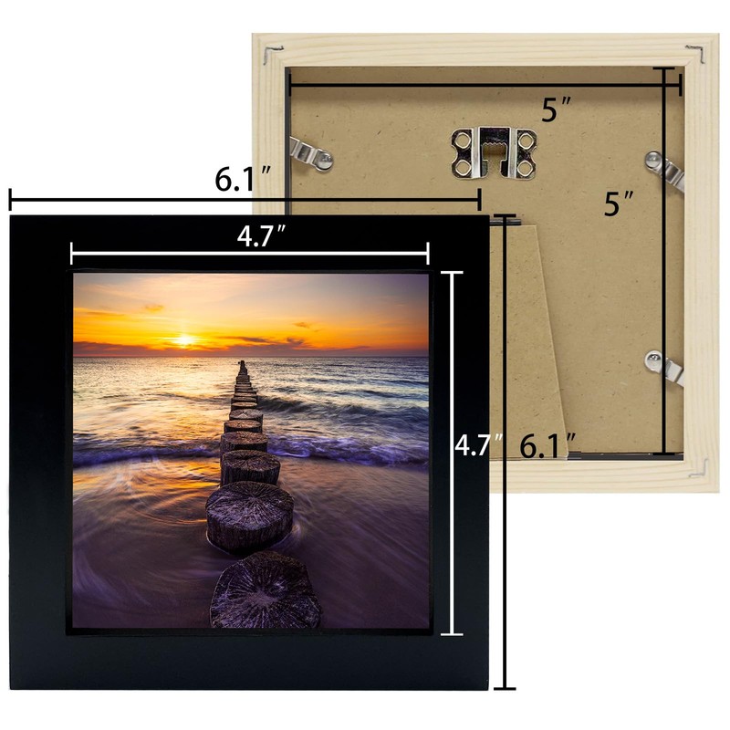 LEKAIYA 5x5 Black Picture Frames Set of 2, Square Solid