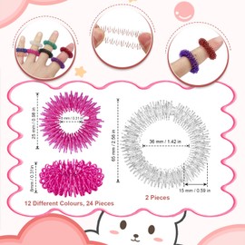 Kigniote Pack of 26 Massage Rings for Fingers and Wrists, Acupressure Rings Massage Ring for Stress Relief, Relaxation and Promote Blood Circulation, Finger Massage or Toe Massage (12 Colours)