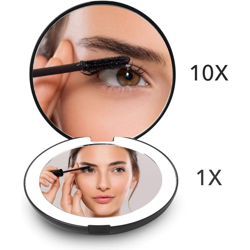 PERANNU Espejo con Luz Portatil, Plegable Espejo De Mano De