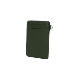 Emono Genuine Leather Men's Pass Case, Commuter Passes, Double-Sided, green