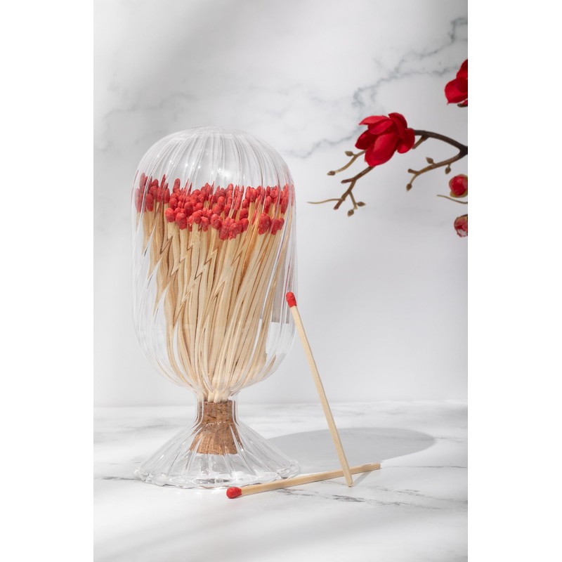 MILAVERA Premium Helix Glass Cloche - Decorative Jar with Striker.