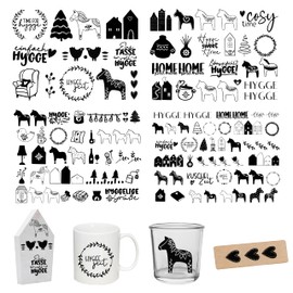 FloraVigo Rub On Sticker, Approx. A5 19 x 14 cm, Sayings, Wipeable Film for Birthday, Keraflott, Wedding, Home, Furniture, Glass, Wood, Photo Album, DIY, Sticker Aesthetics (4 Pieces) (Hygge)