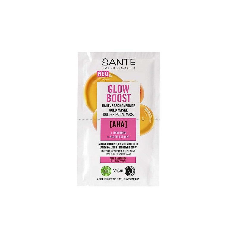 SANTE Naturkosmetik Glow Boost Skin Beautifying Gold Mask with AHA,