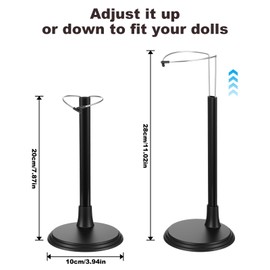 Nodaaiie 12-Piece Adjustable Doll Stands for 8-14 Inch Dolls & Action Figures - Retractable Waist Clip Display Set for Home, Store, Party (Black)