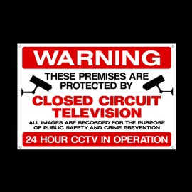 CCTV Closed Circuit Television Plastic Sign with 4 Pre-Drilled Holes - Security, Camera, Closed Circuit TV, Warning Safety (MISC4)