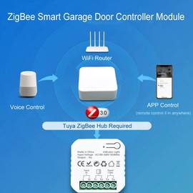 Benefischl Tuya Smart ZigBee Door Opener Controller for Garage Door Opener, PC with App Control, Works with Alexa Google Home, EU Plug