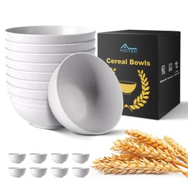 HOTEC Unbreakable Wheat Straw Cereal Bowls - Microwave & Dishwasher Safe Soup and Salad Bowls BPA Free, Set of 8, 26oz, White